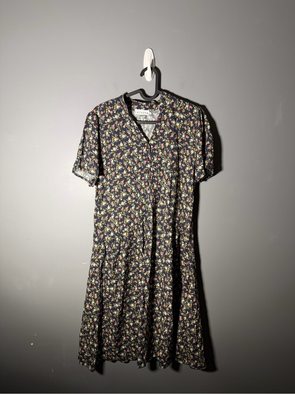 LACAUSA Floral Button Front Trapeze Dress Size 2